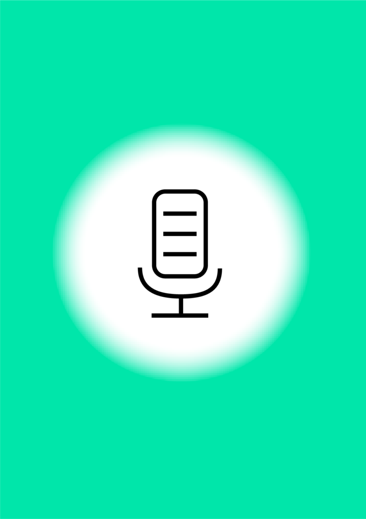 Visuel podcast : micro sur fond vert