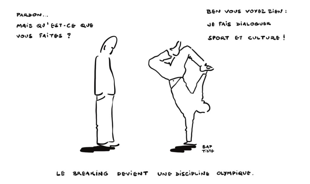 Dessin de presse sur le thème sport et culture dans le cadre des JO
