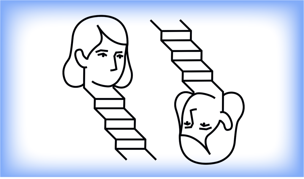 Femme avec escalier sous forme de picto pour illuster le dossier Baromètre