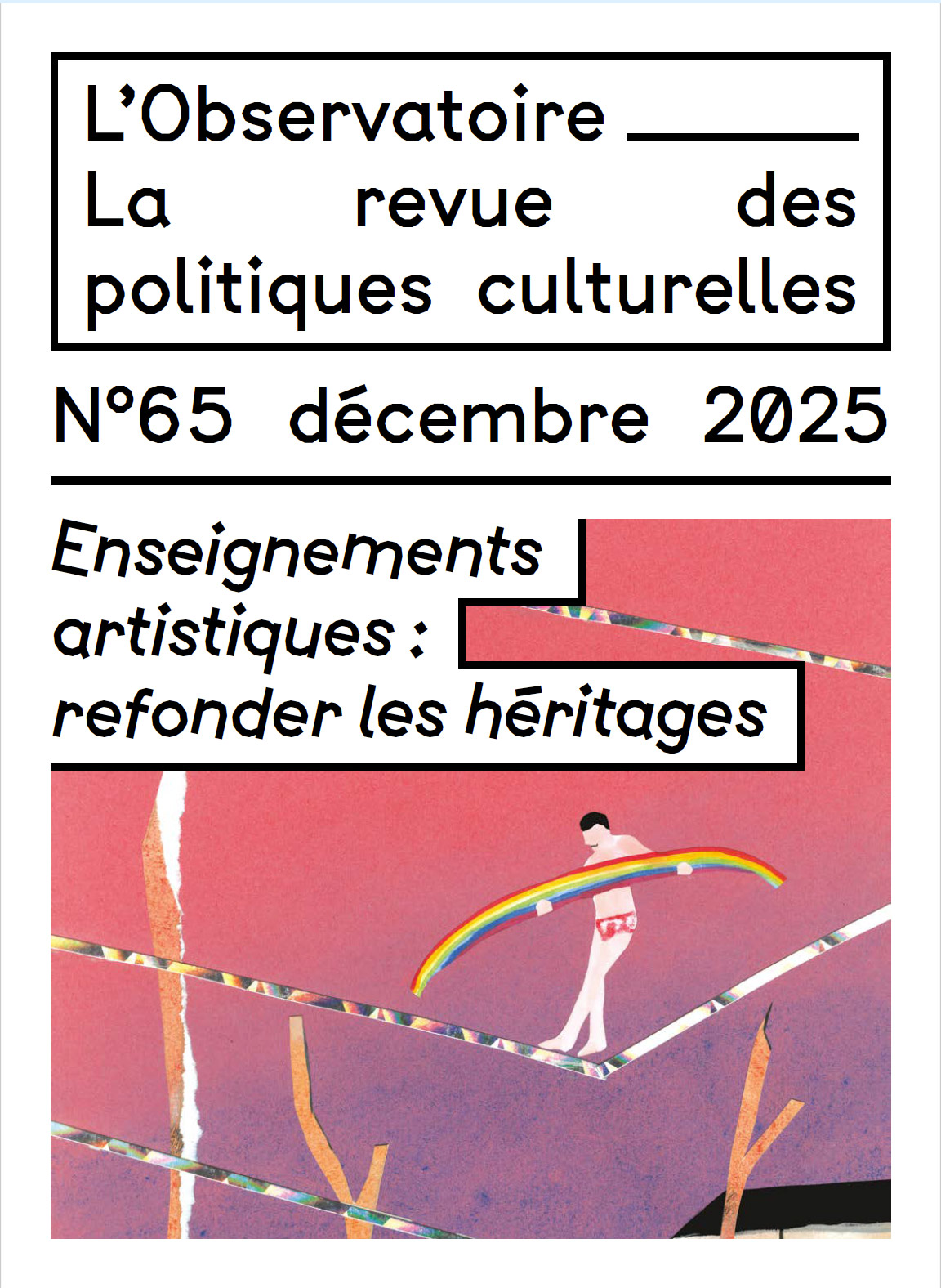 Couverture n°65 un homme déambule sur une corde et porte un arc en ciel