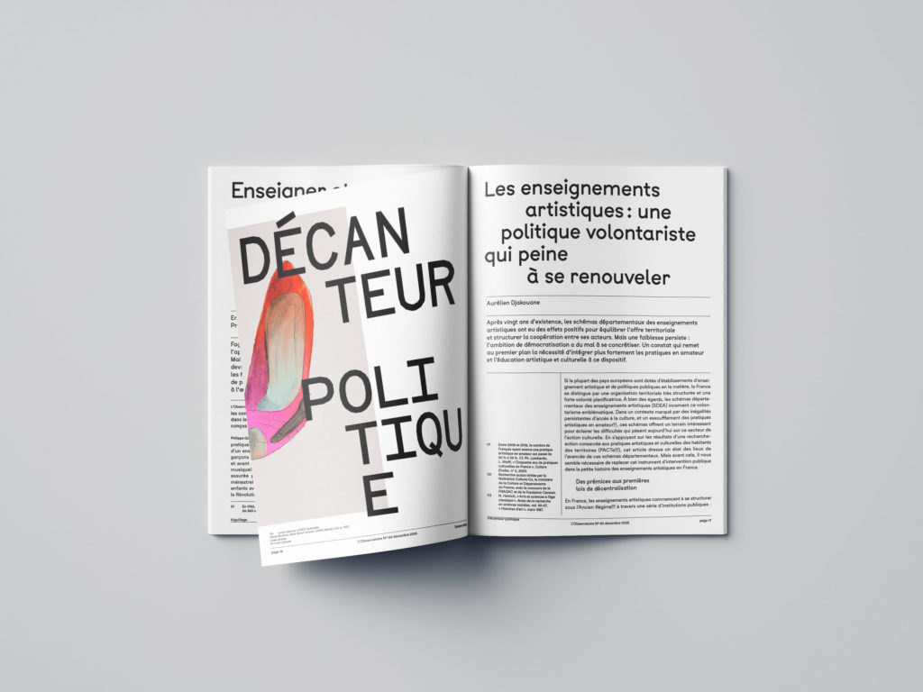 Pages intérieures de l'Observatoire n°65. Une image de chaussures rose et rouge avec un escargot