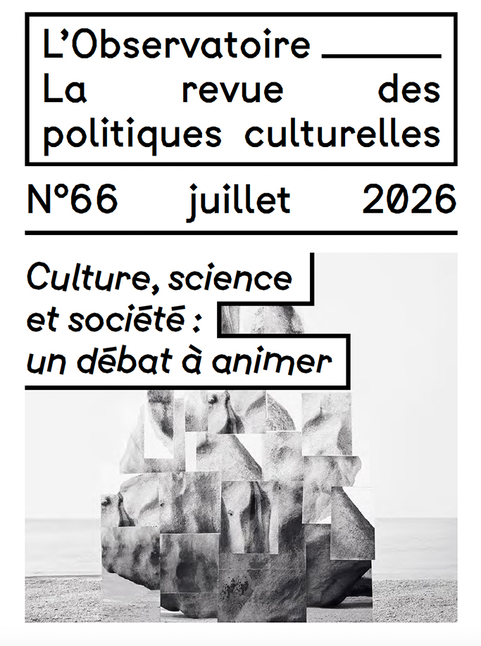 Image de couverture de la revue 66. Oeuvre en noir et blanc, structure qui ressemble à un iceberg.
